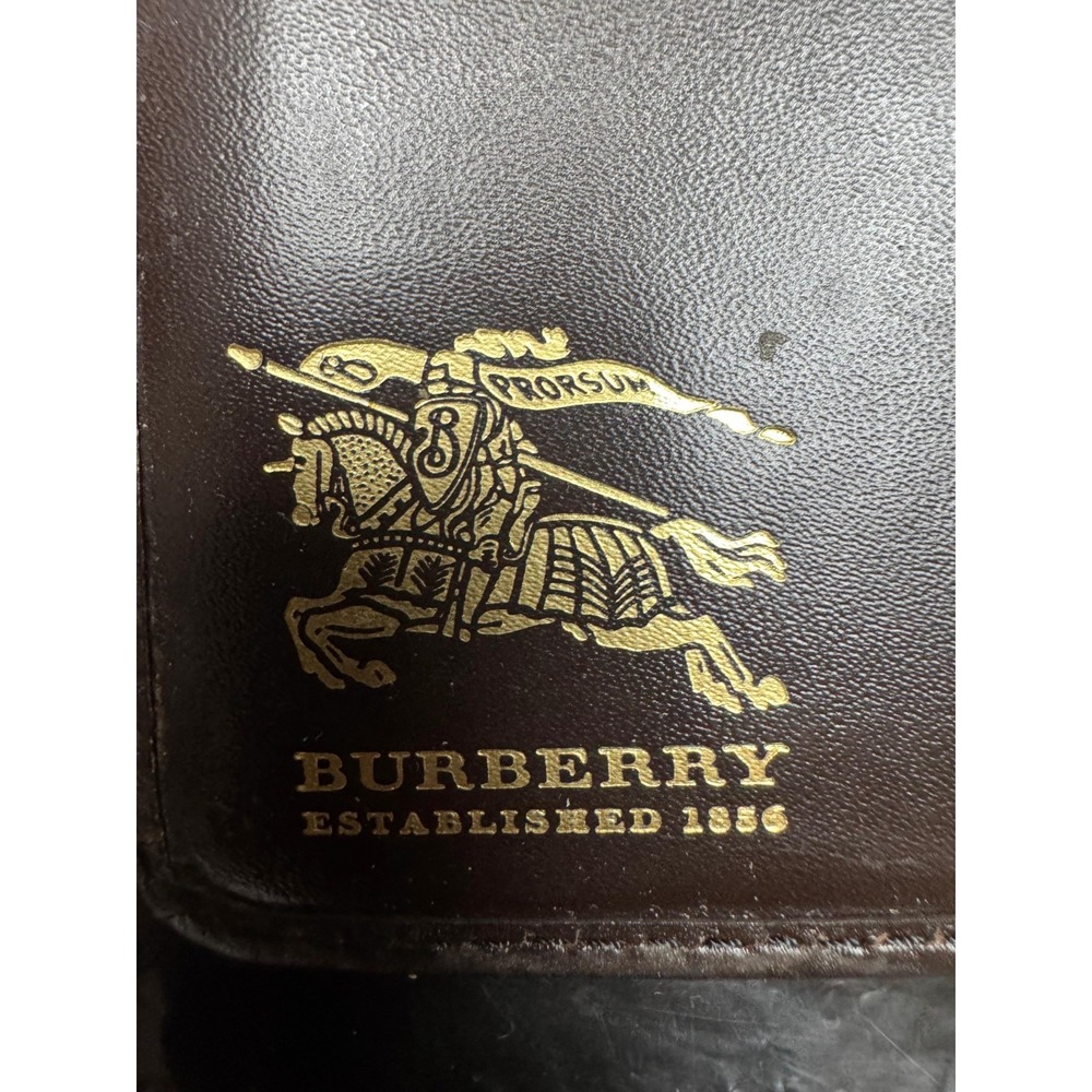 Burberry Haymarket Check Leather Bifold Continental Wallet Brown Beige 7" x 4" - Picture 4 of 10